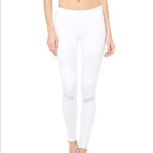 Alo Yoga White Moto Legging